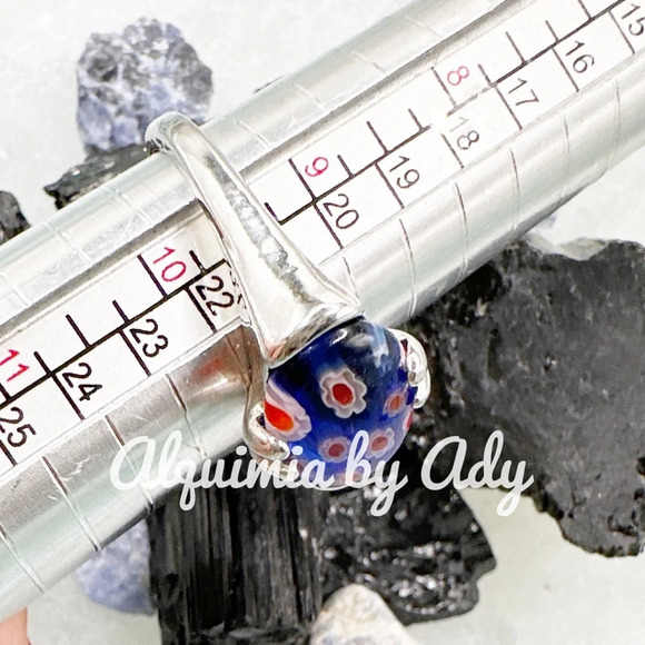 Blue tutti fiori crystal rose gold Victorian ring - Picture 3 of 3